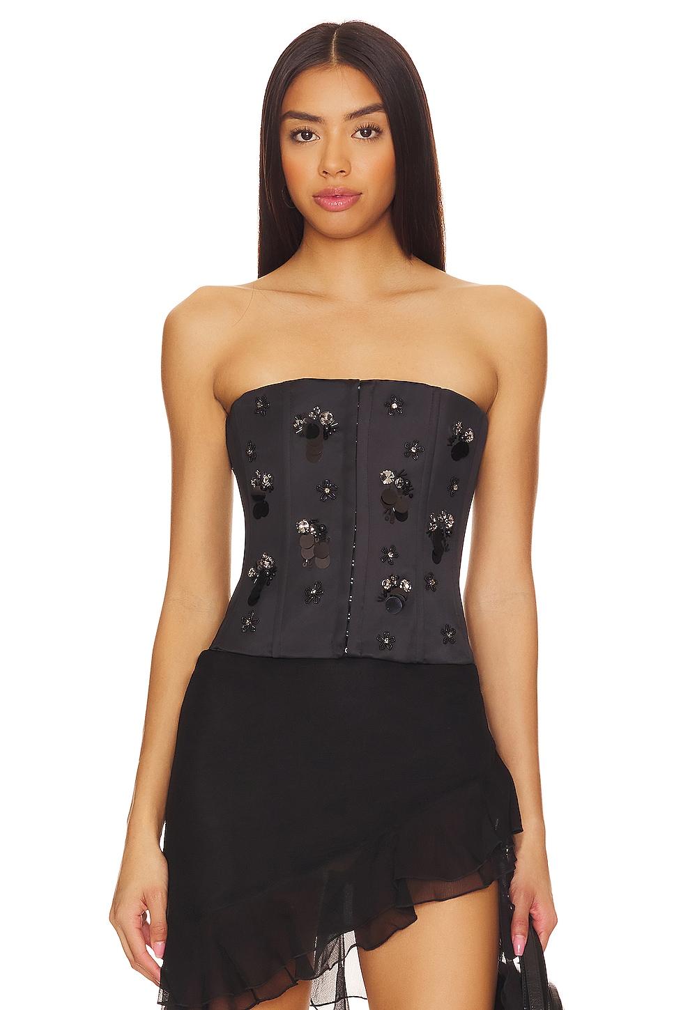 embellished satin corset
