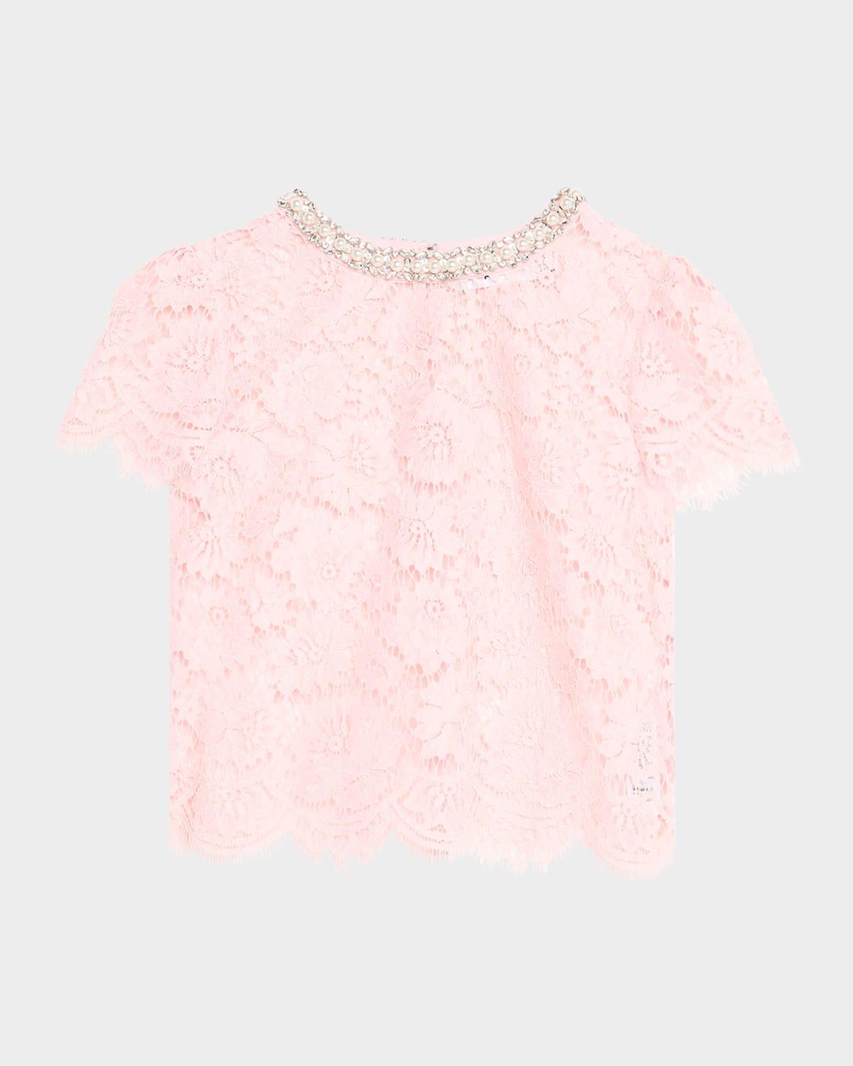 embellished sheer lace top