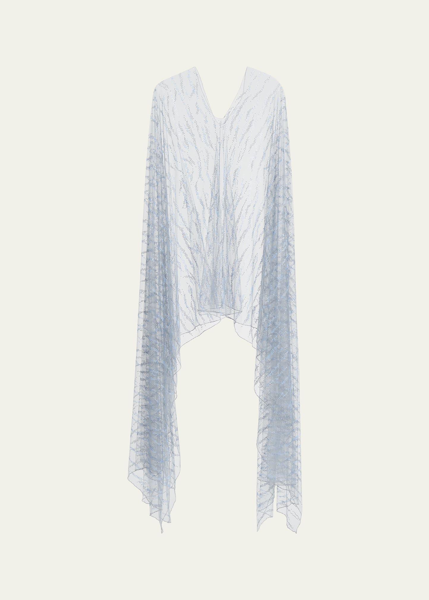 embellished sheer v-neck cape