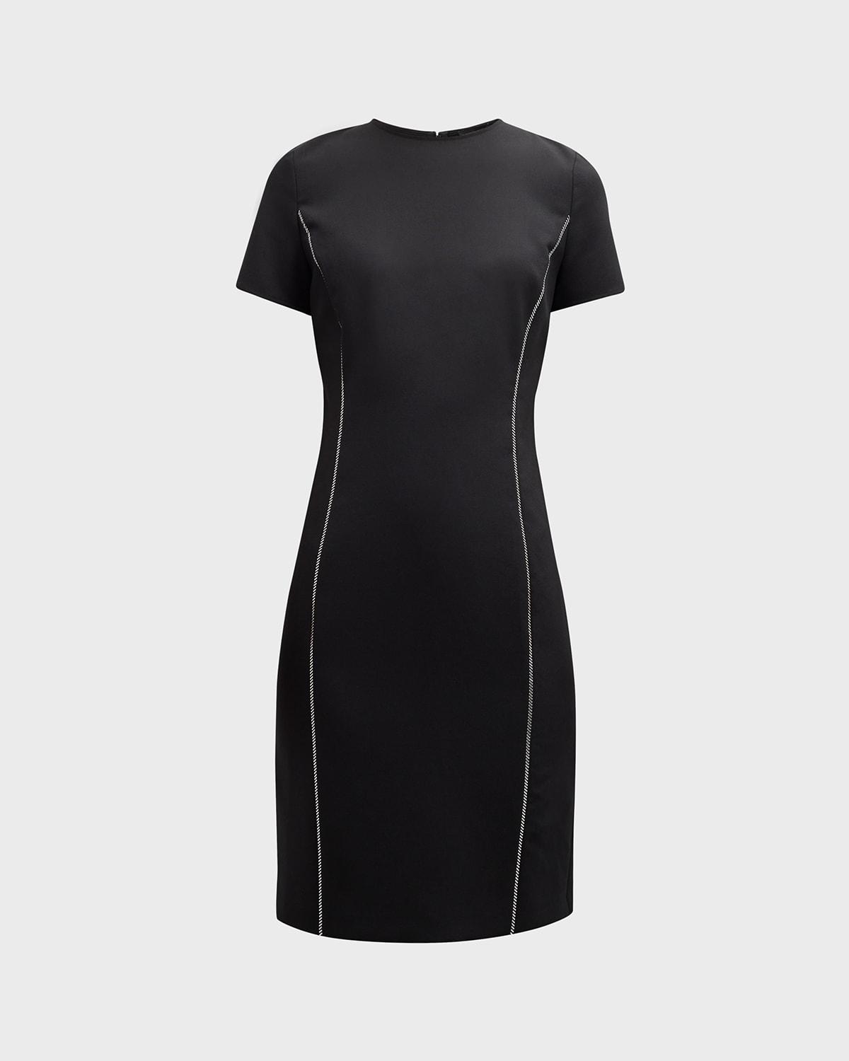 embellished short-sleeve techno cady dress