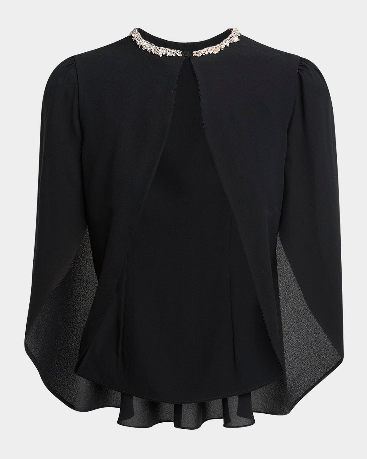 embellished silk georgette cape top