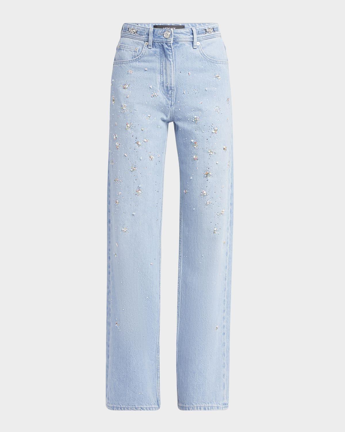 embellished straight-leg jeans