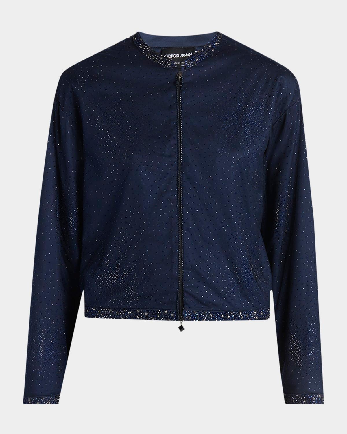embellished tulle and silk bomber jacket