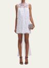 embellished tulle satin bow mini dress