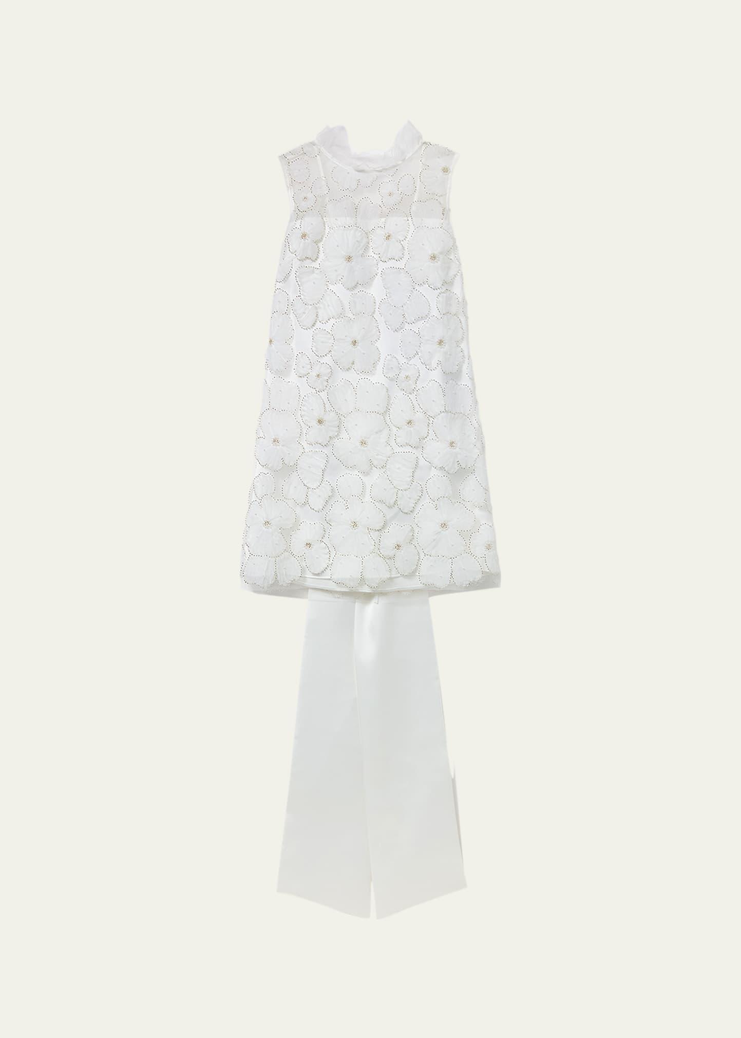 embellished tulle satin bow mini dress