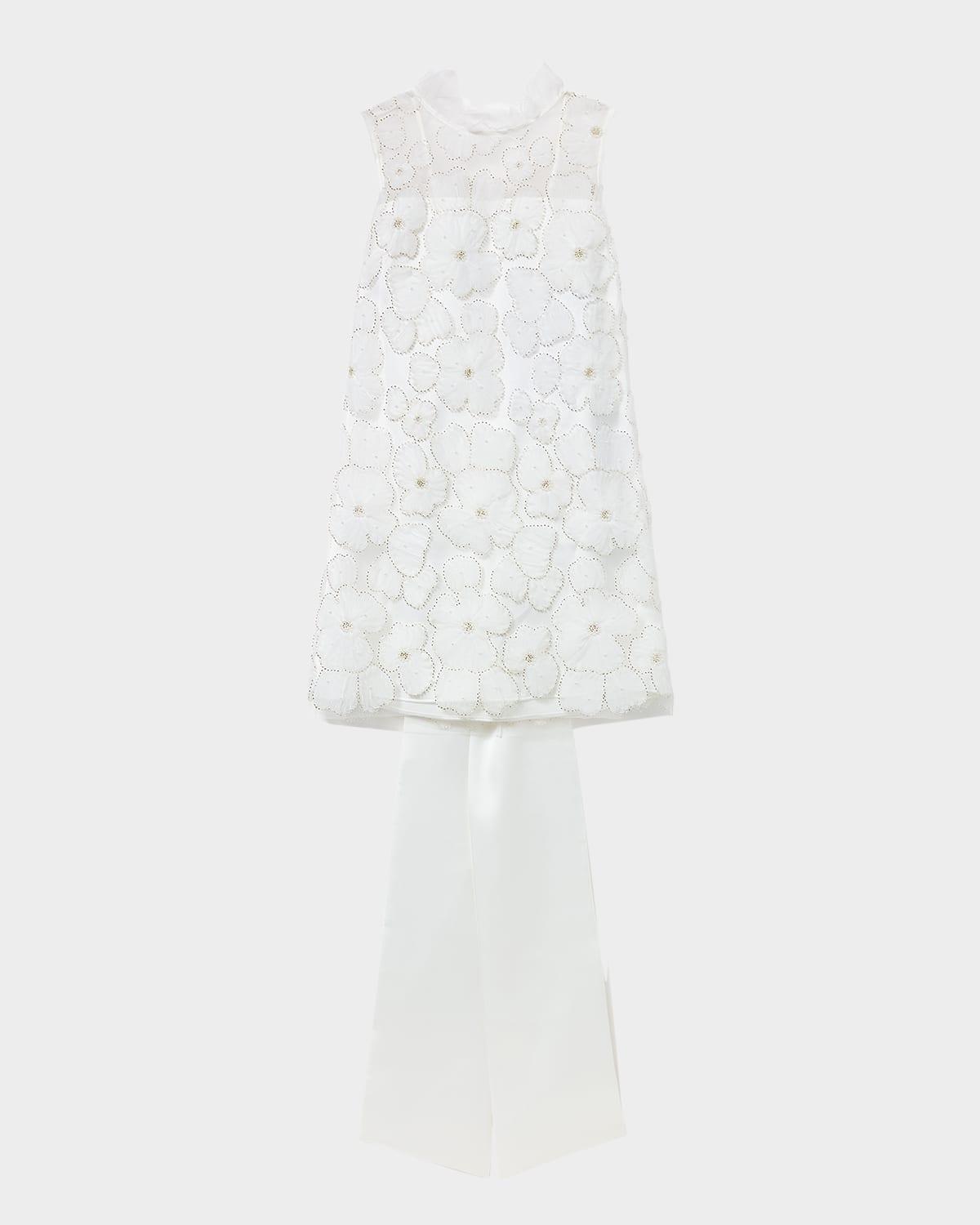 embellished tulle satin bow mini dress
