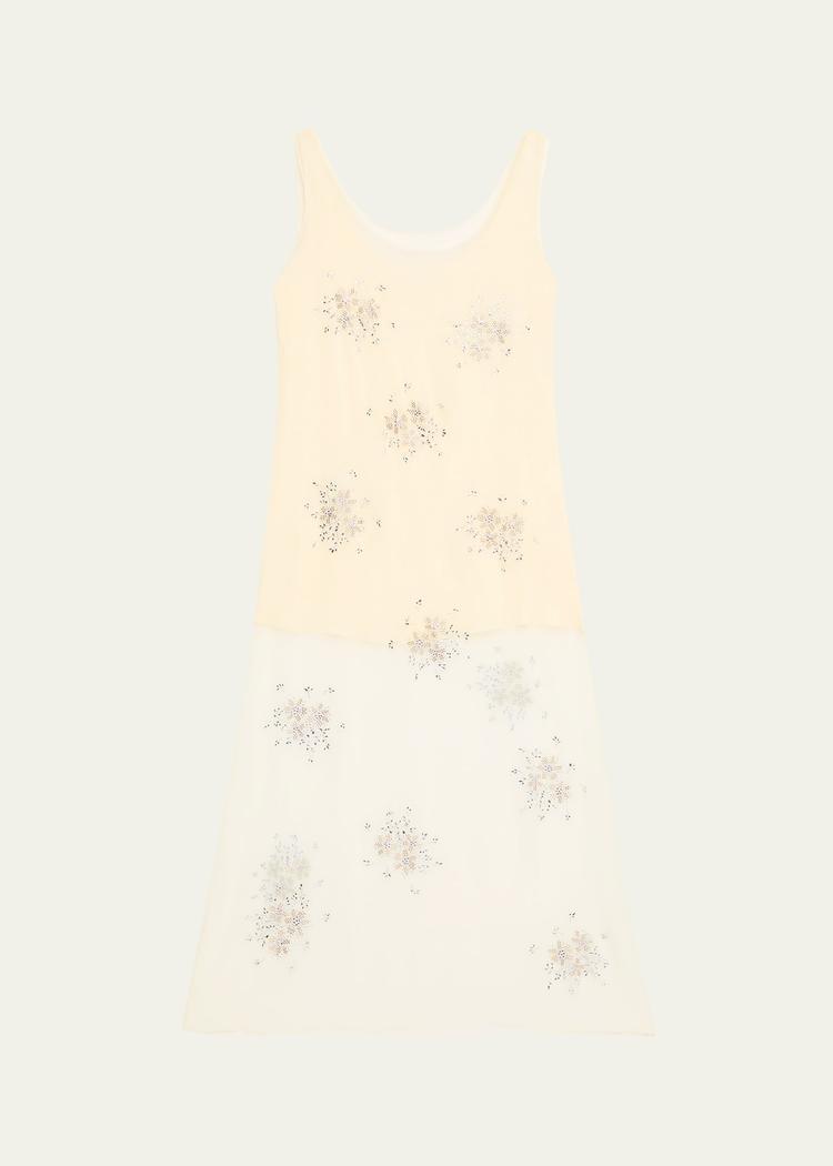 embellished tulle sleeveless maxi dress