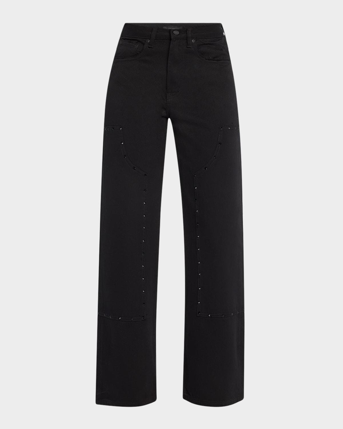 embellished wide-leg carpenter jeans