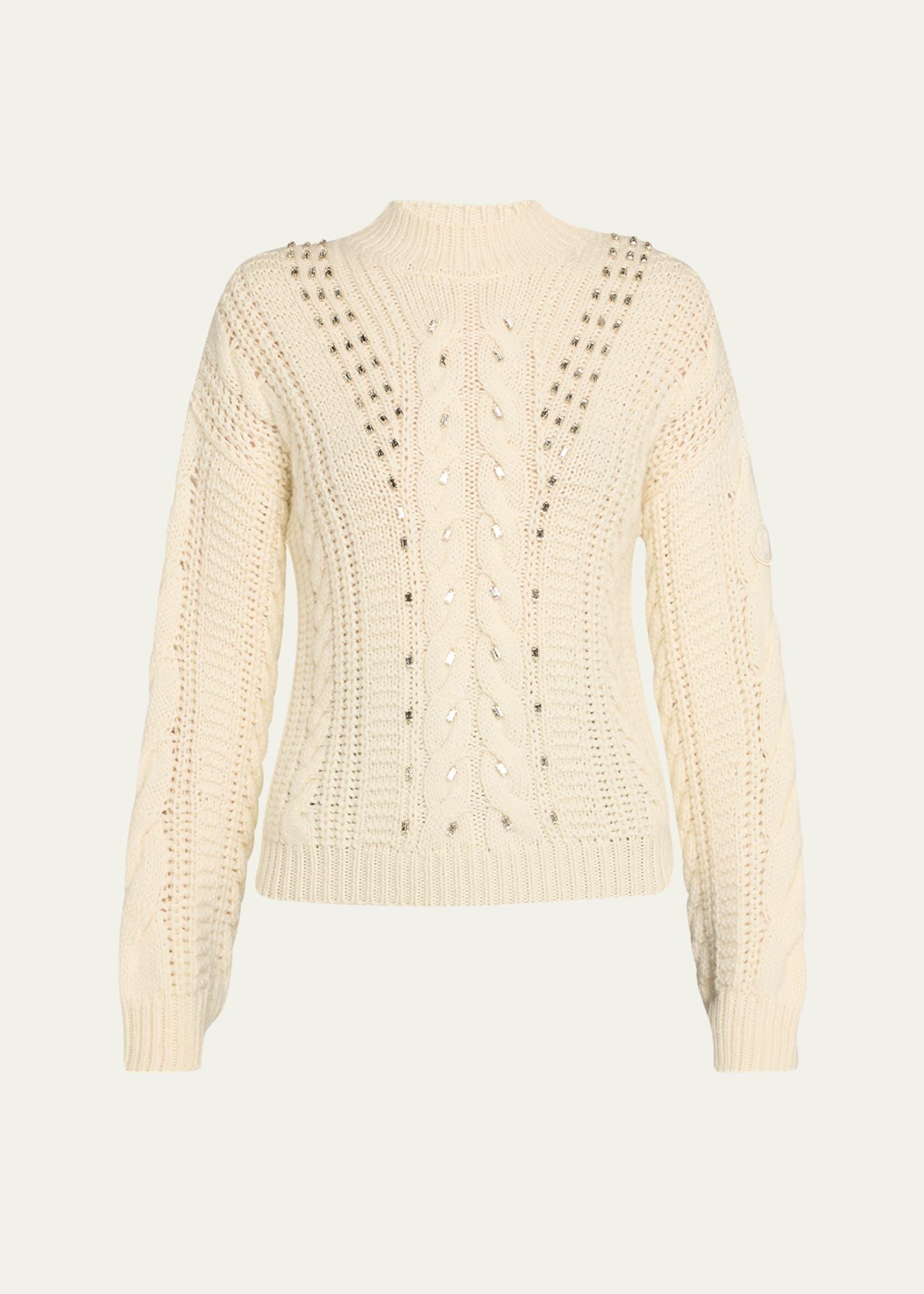 embellished wool cable-knit sweater