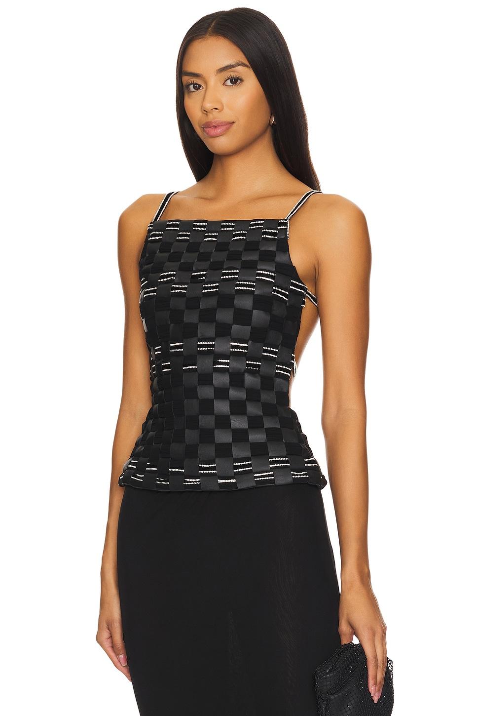 embellished woven leo top