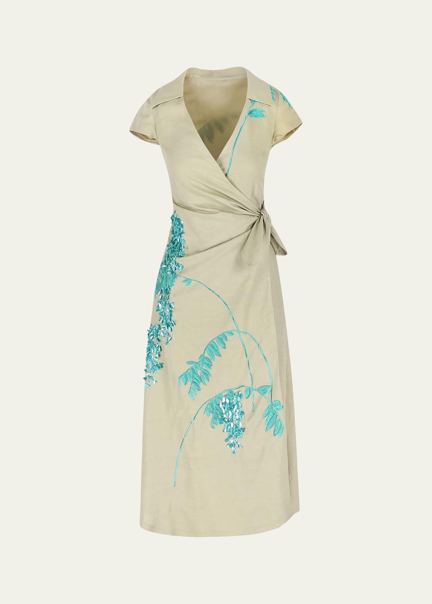 embellished wrap dress