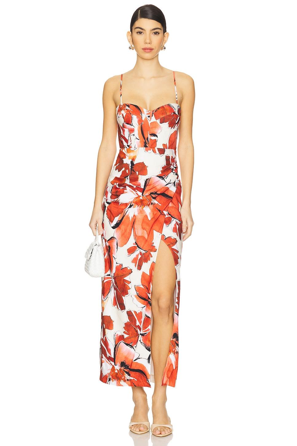 ember bustier draped maxi dress