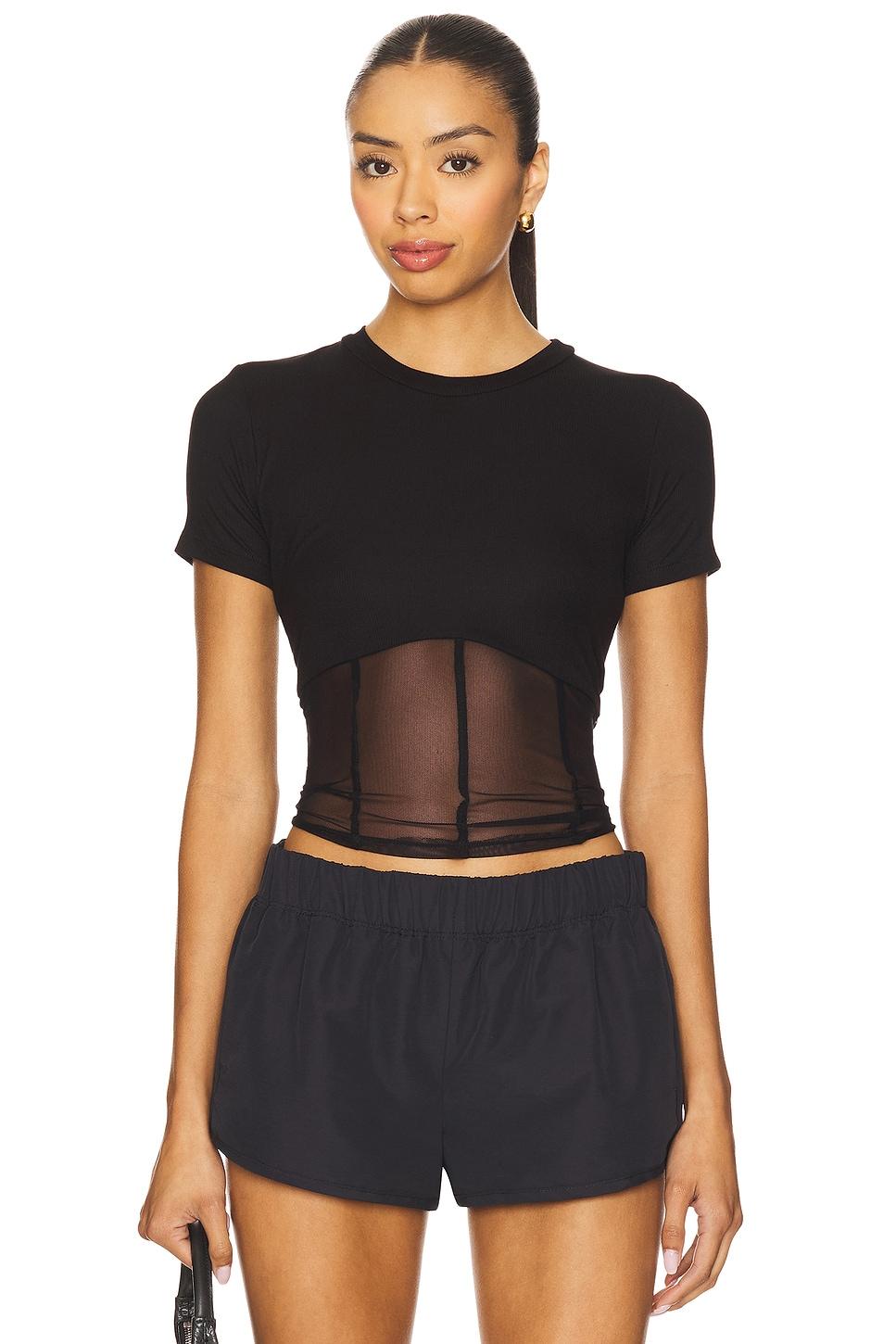 ember rib mesh corset tee