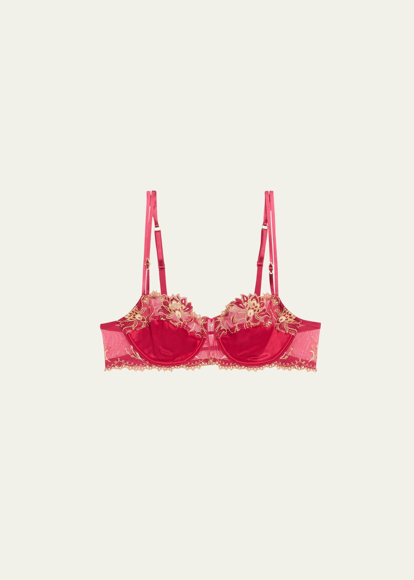 embroidered  lace demi bra