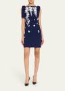 embroidered applique bow mini dress