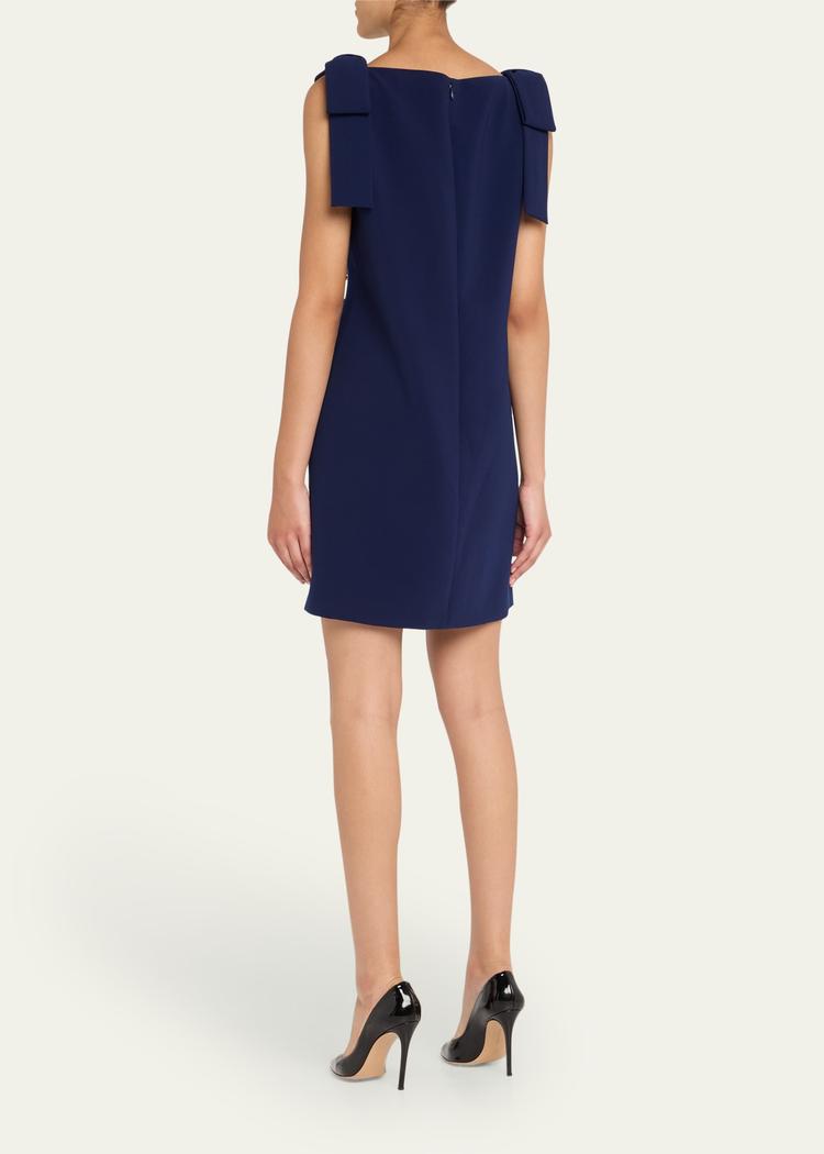 embroidered applique bow mini dress