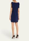 embroidered applique bow mini dress
