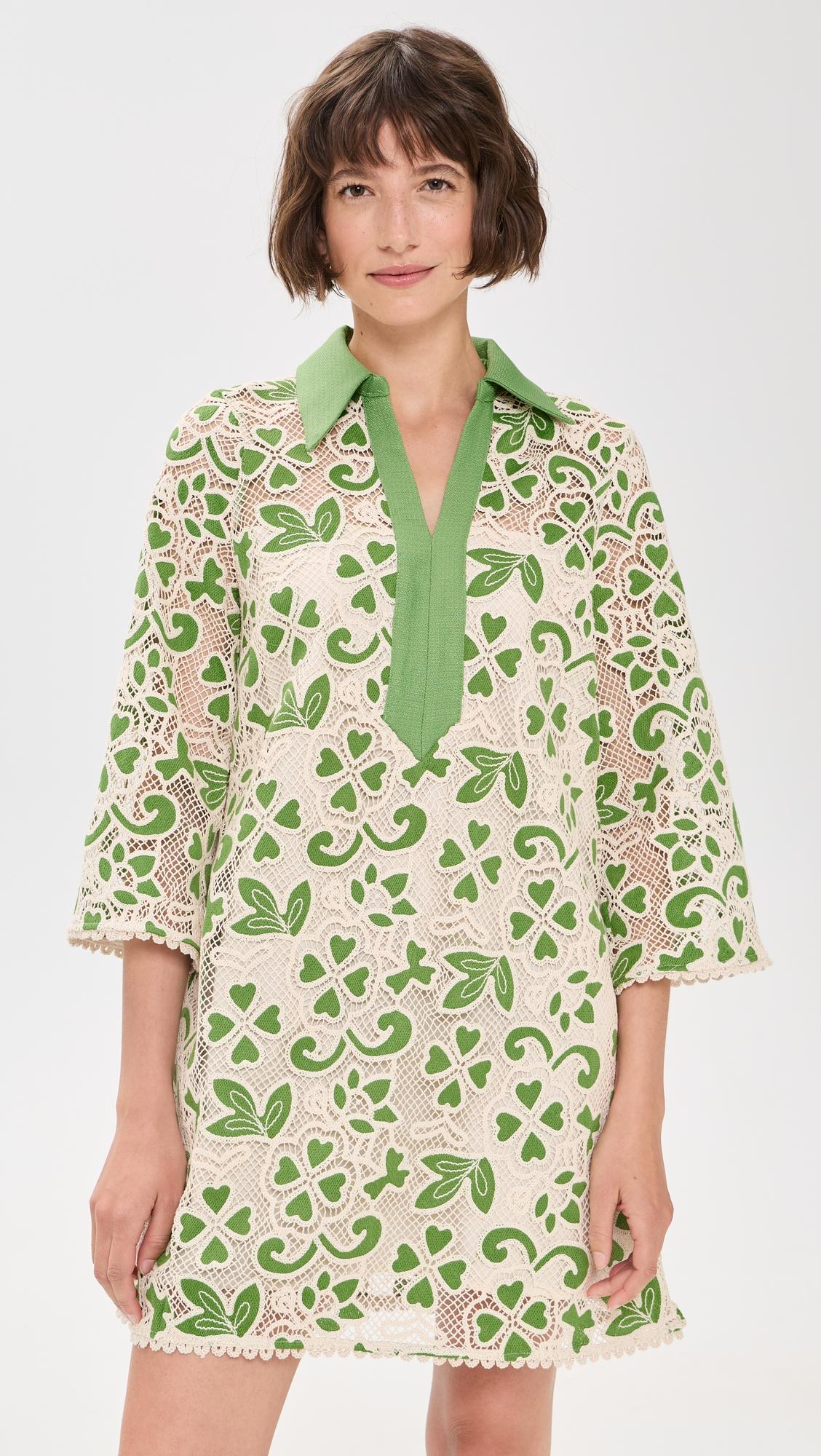 embroidered collar mini dress