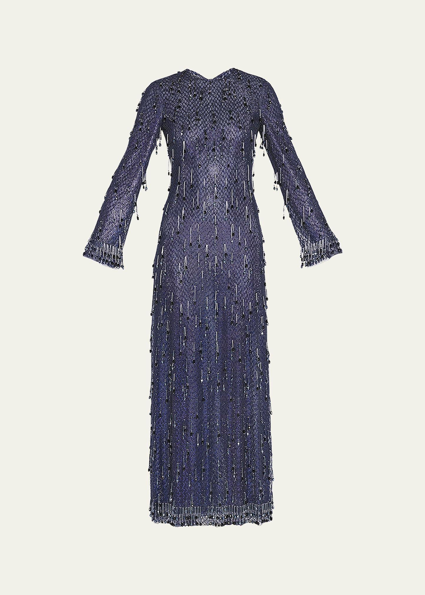 embroidered column gown
