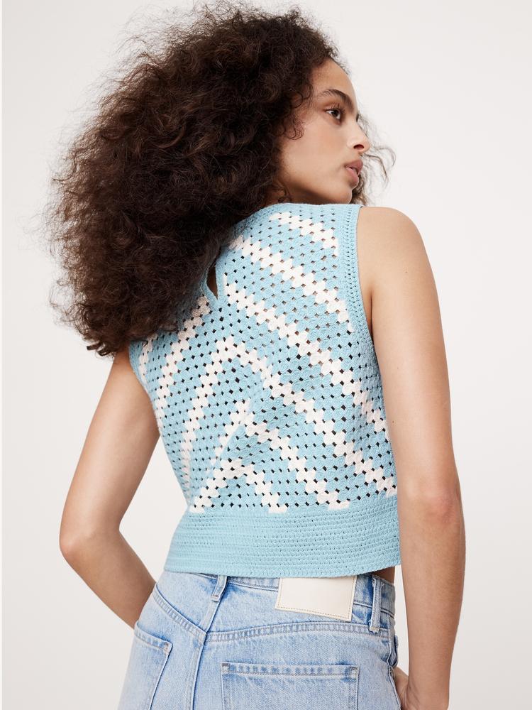 embroidered cotton crochet top