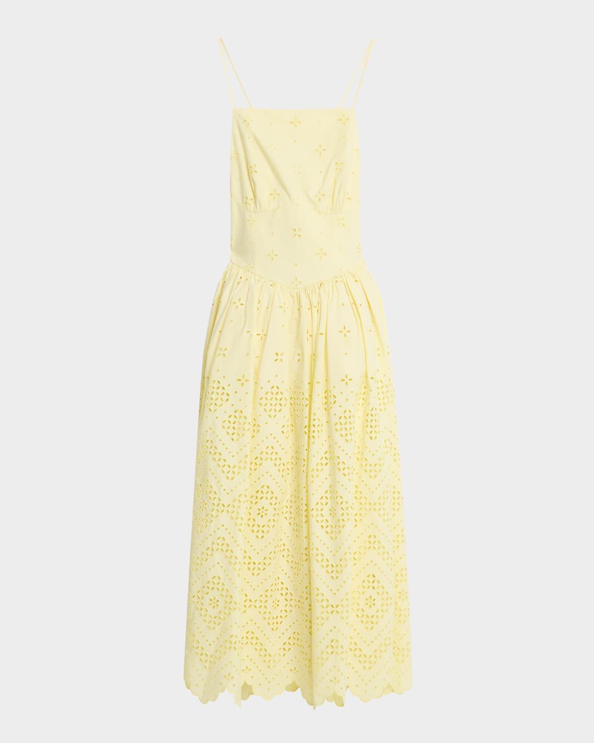embroidered cotton midi dress