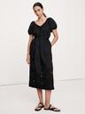 embroidered cotton poplin ruched dress