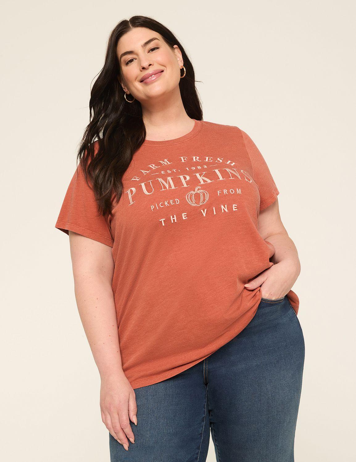 embroidered farm fresh pumpkins graphic tee