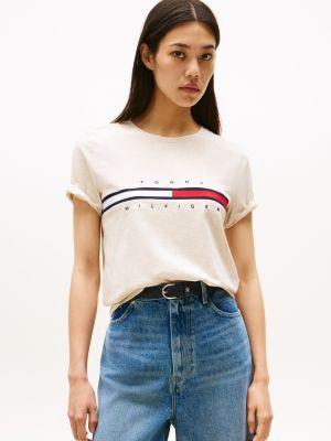 embroidered flag stripe logo t-shirt