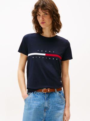 embroidered flag stripe logo t-shirt