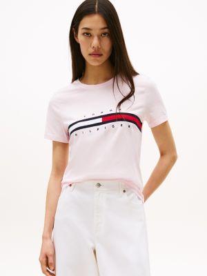 embroidered flag stripe logo t-shirt