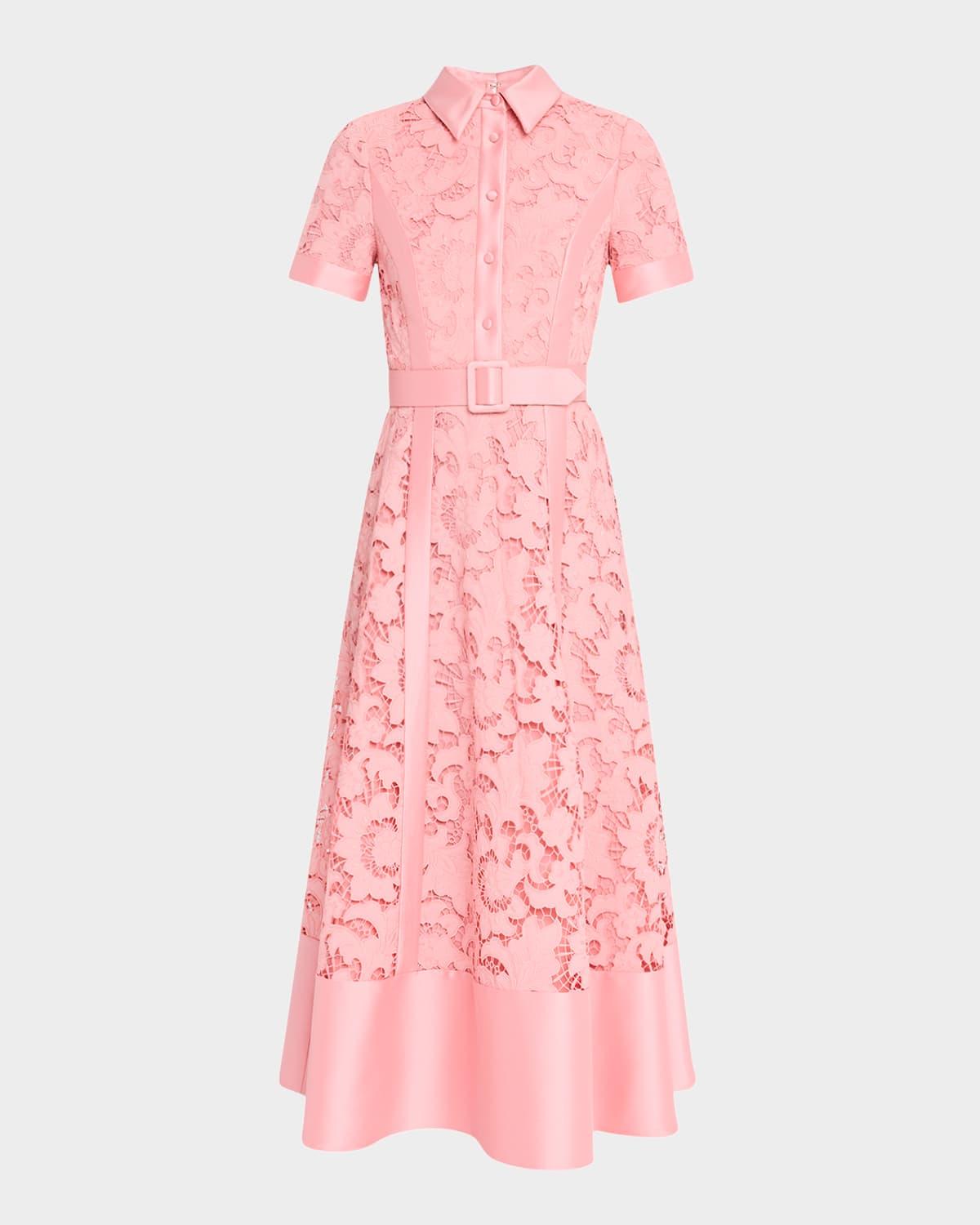 embroidered floral lace midi dress