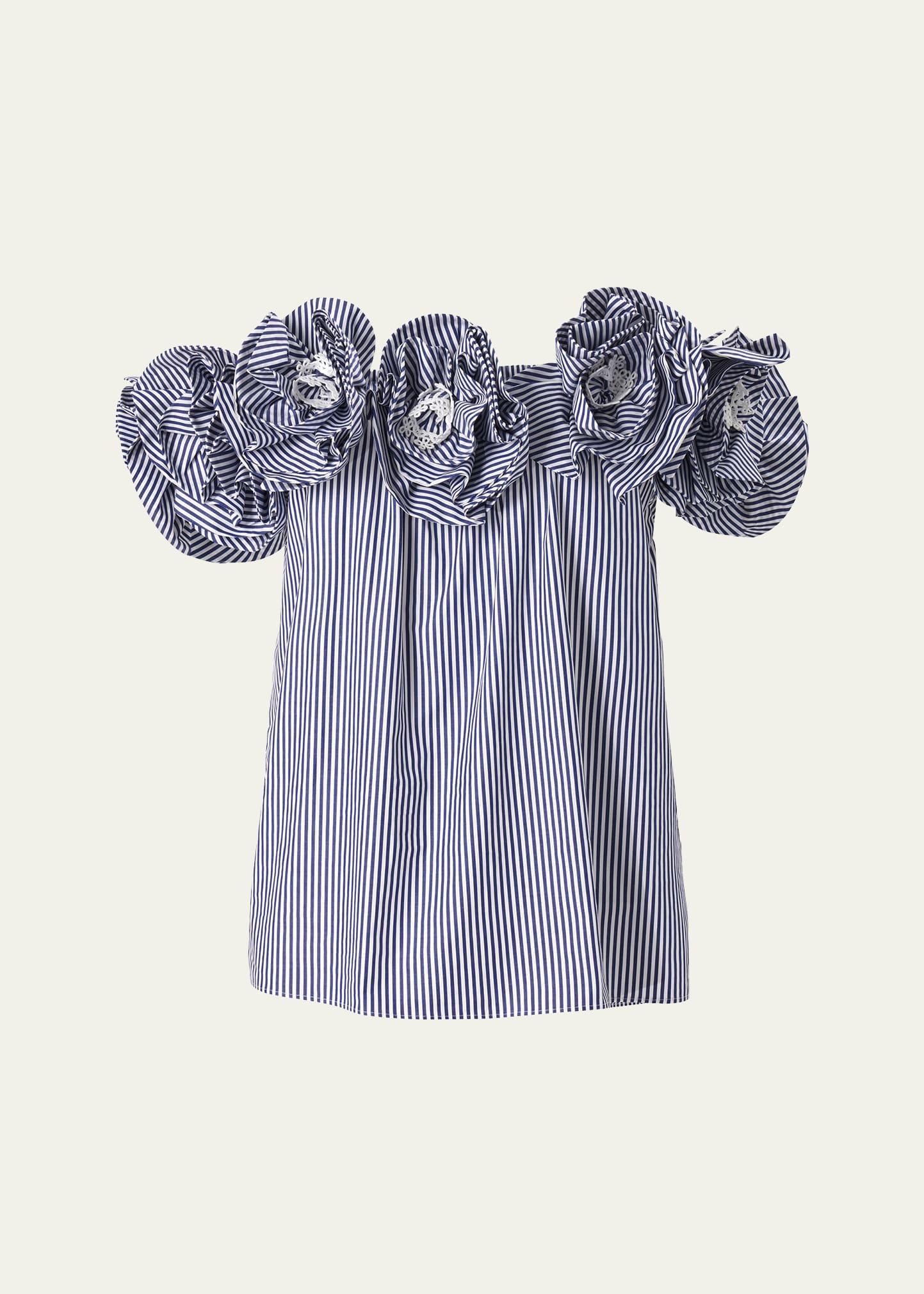 embroidered flower off-the-shoulder top