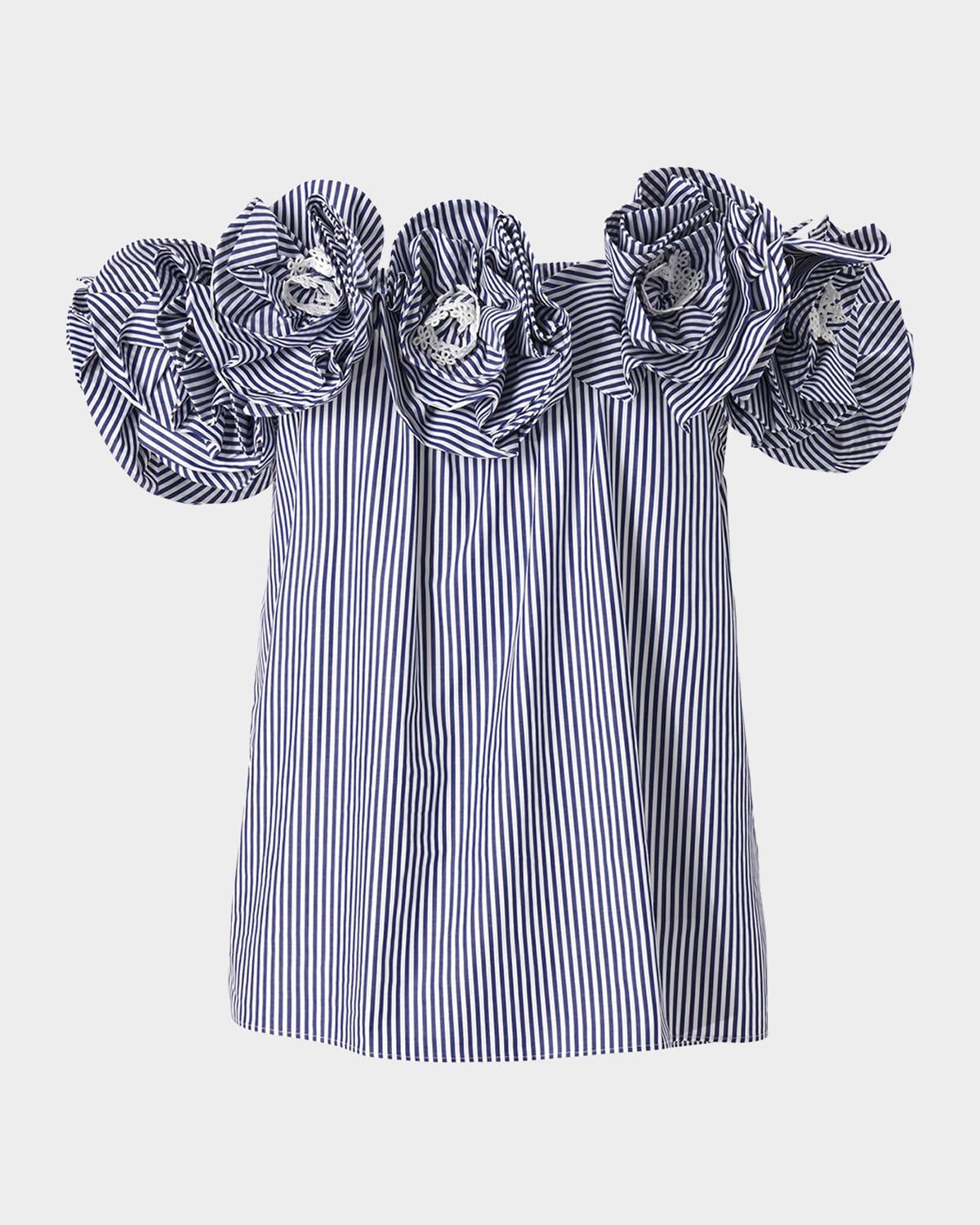 embroidered flower off-the-shoulder top