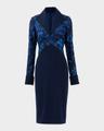 embroidered lace and crepe bodycon dress
