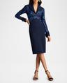embroidered lace and crepe bodycon dress