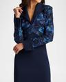 embroidered lace and crepe bodycon dress