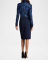 embroidered lace and crepe bodycon dress