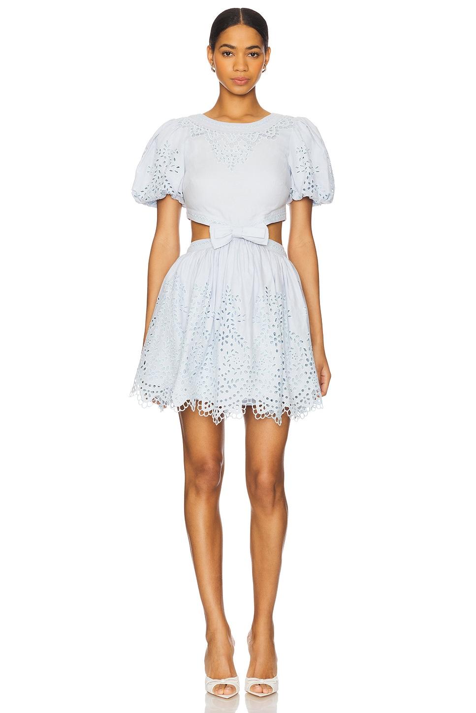 embroidered linen mini dress