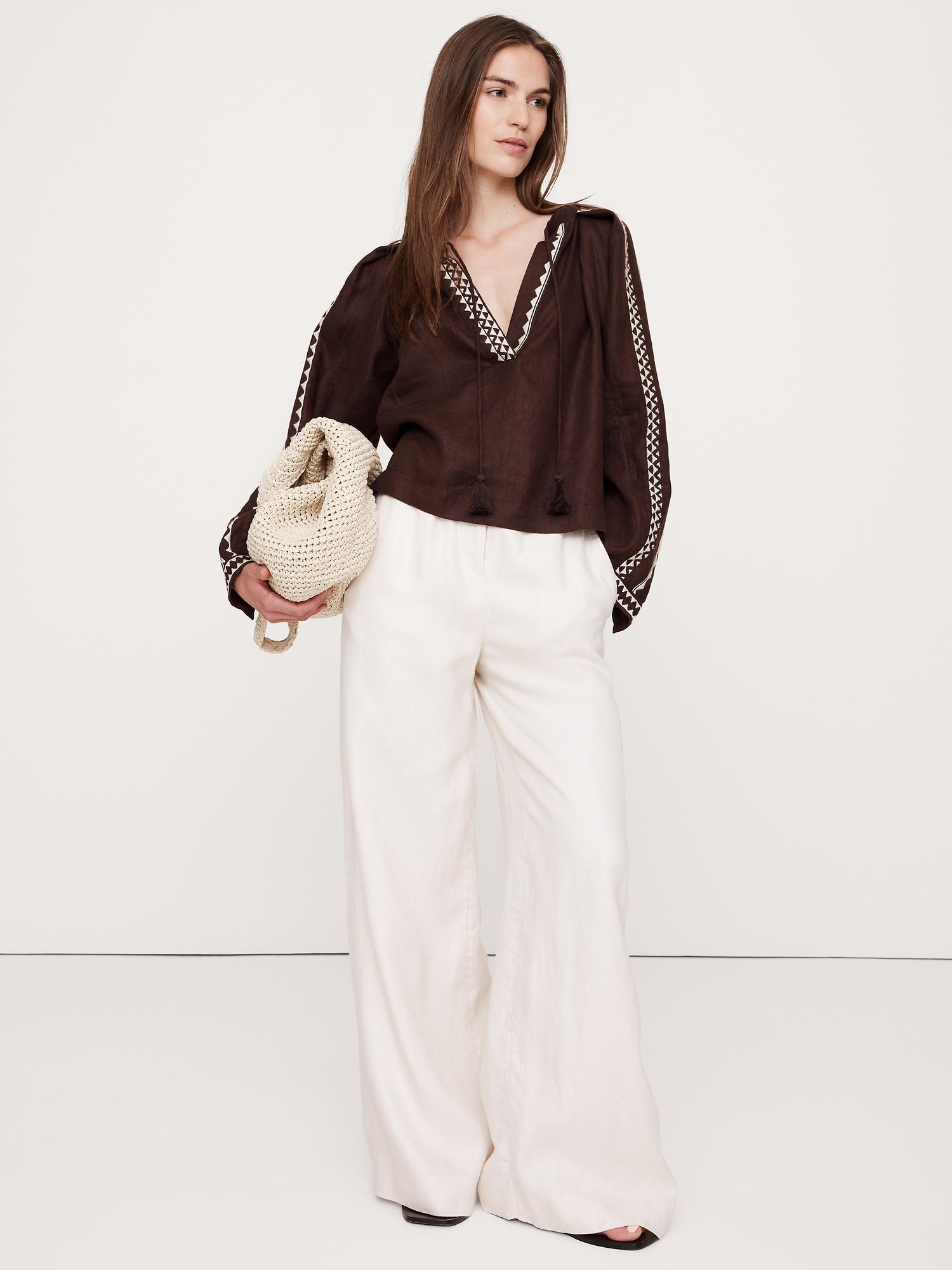 embroidered linen peasant blouse