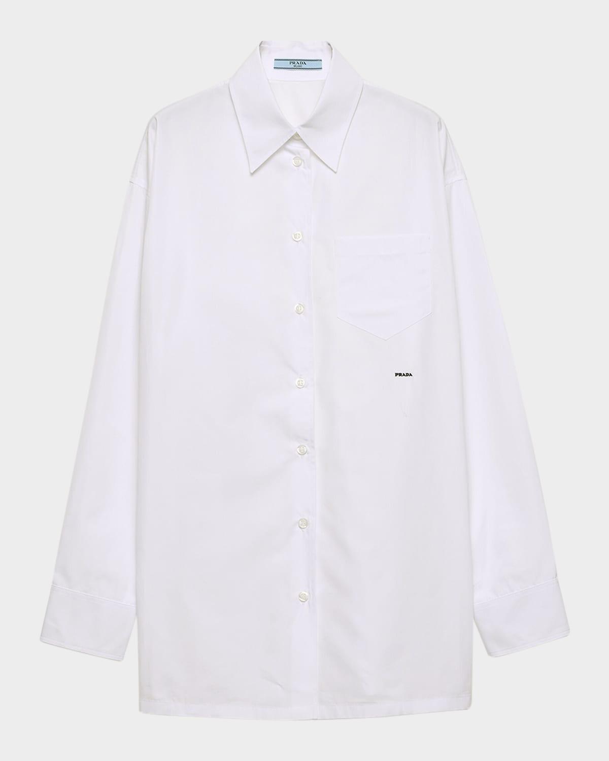 embroidered logo cotton poplin shirt