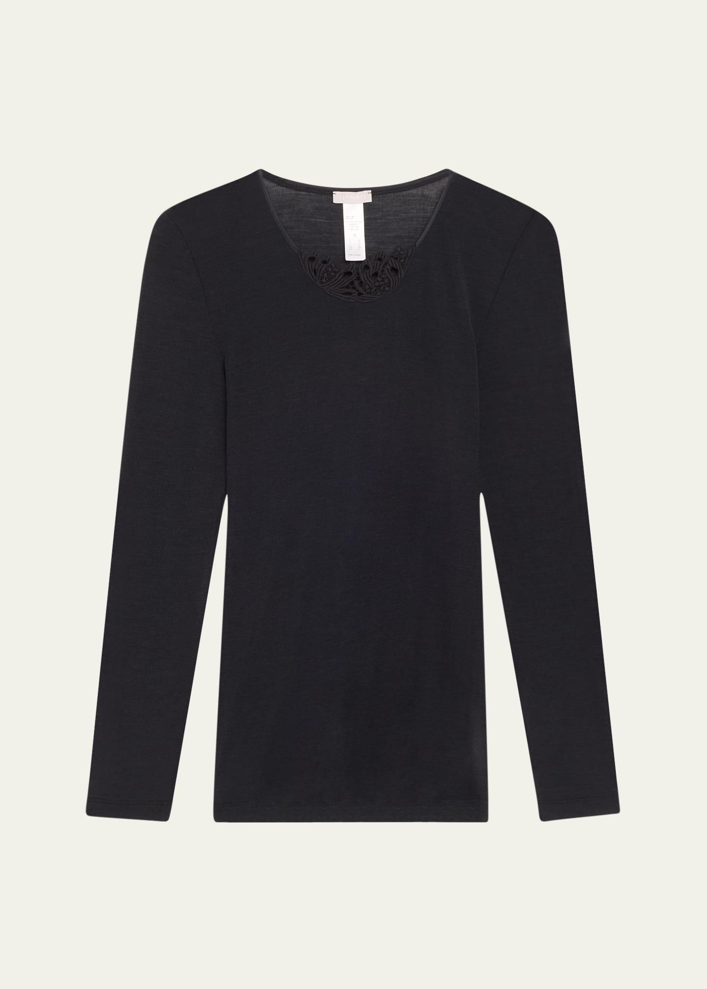 embroidered long-sleeve woolen shirt