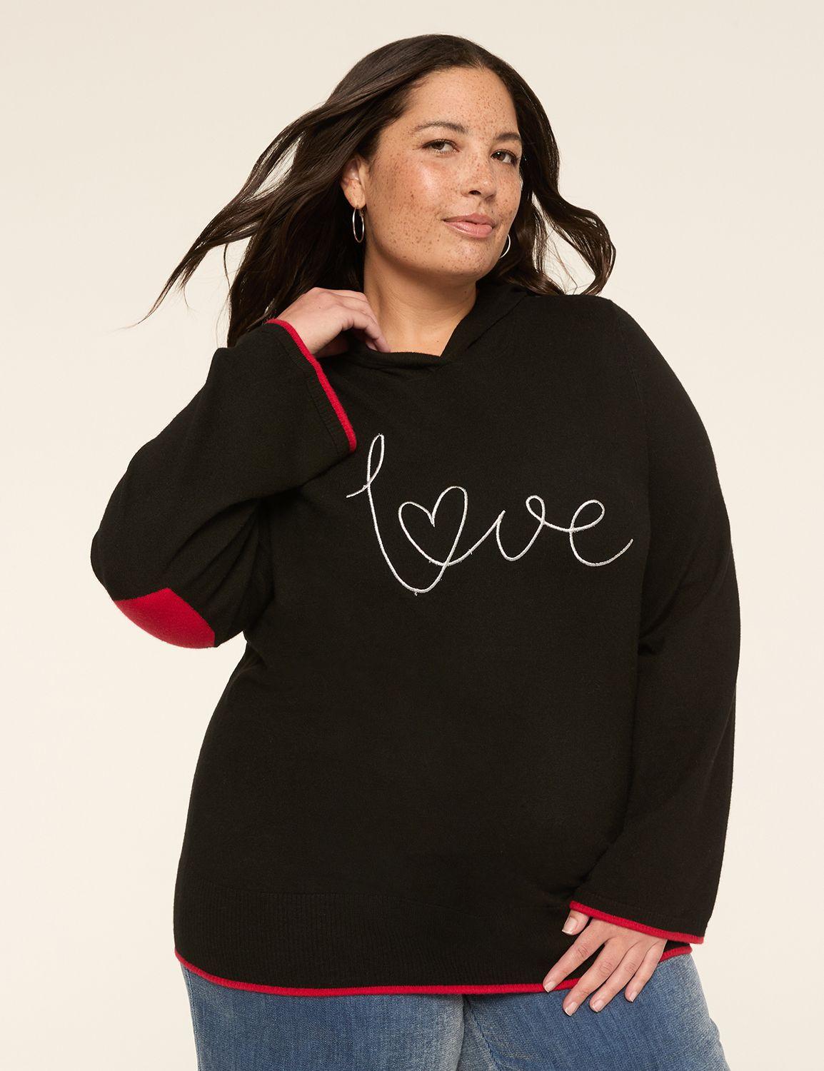 embroidered love elbow-patch hoodie sweater