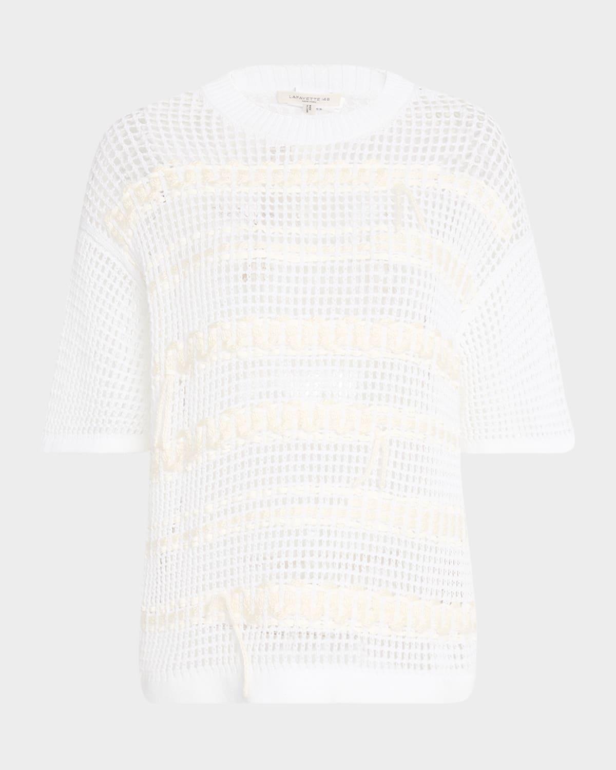embroidered mesh-knit sweater