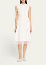 embroidered organza sleeveless midi dress