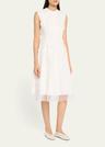 embroidered organza sleeveless midi dress