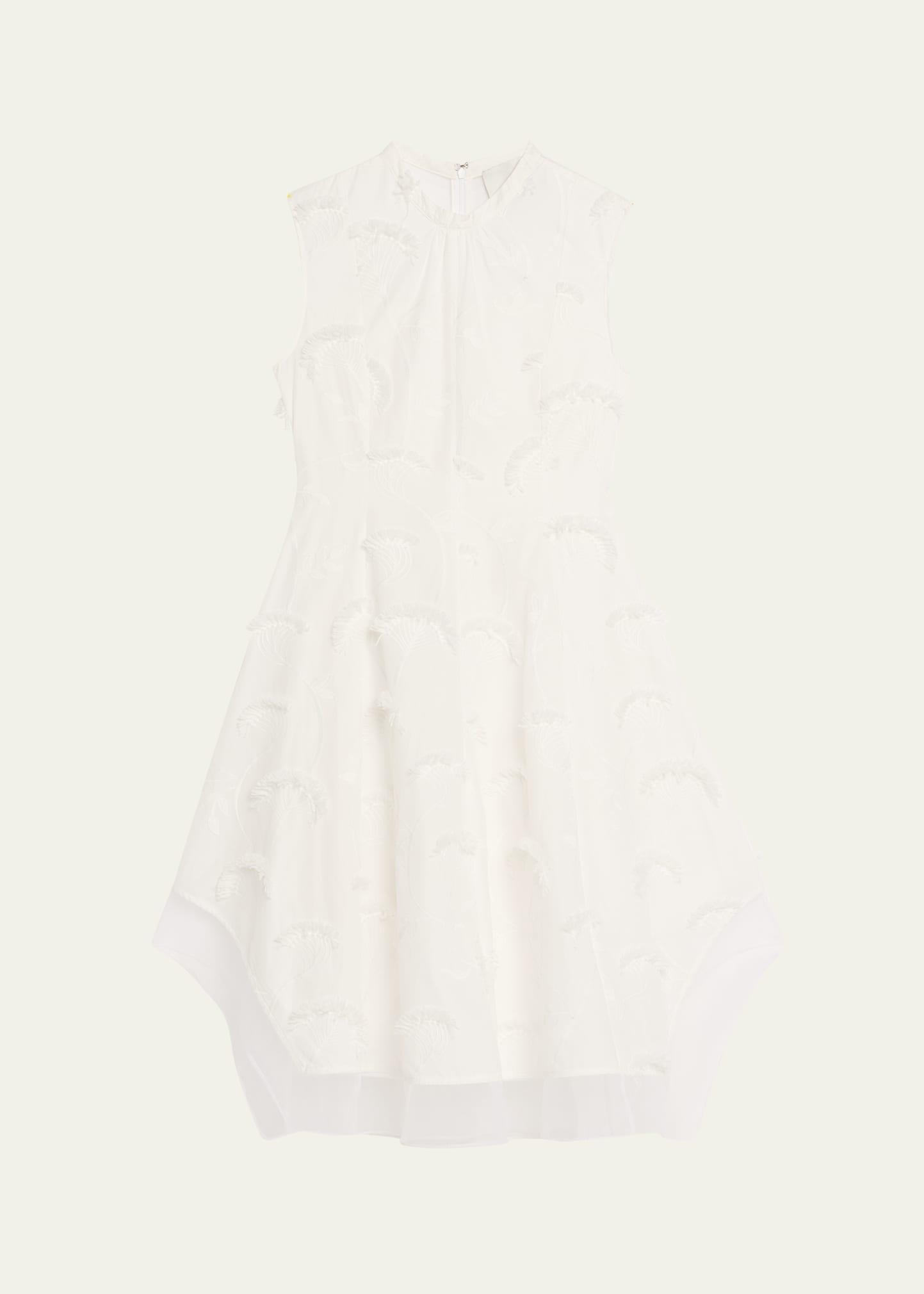 embroidered organza sleeveless midi dress