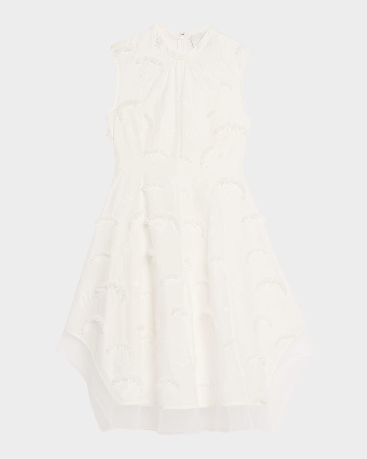 embroidered organza sleeveless midi dress