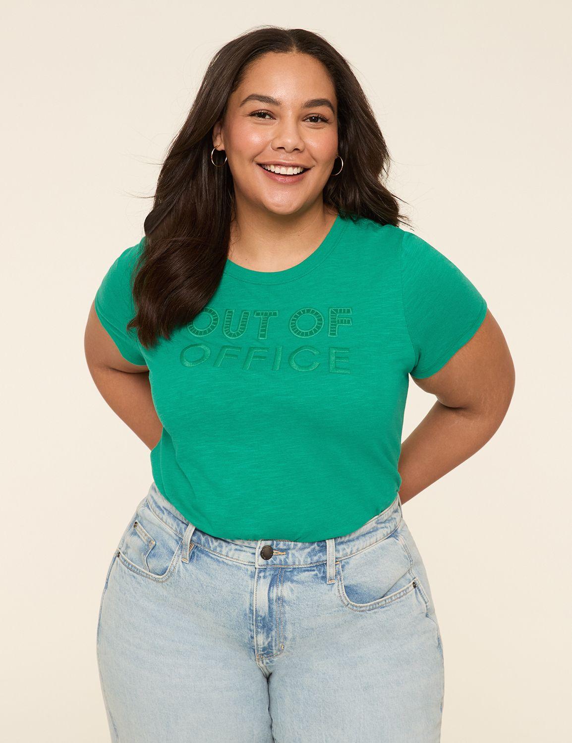 embroidered out of office graphic tee