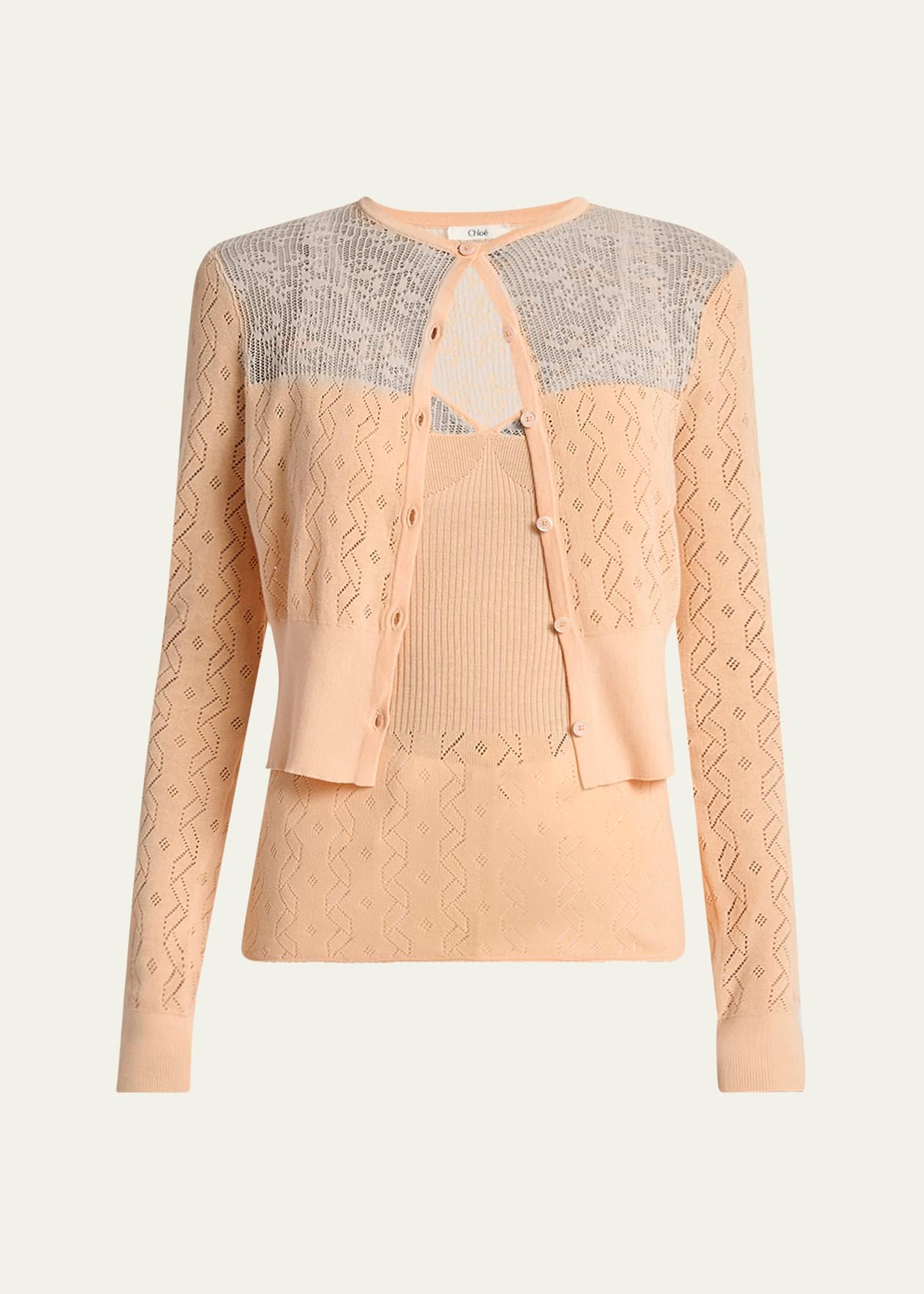 embroidered pointelle cotton combo top