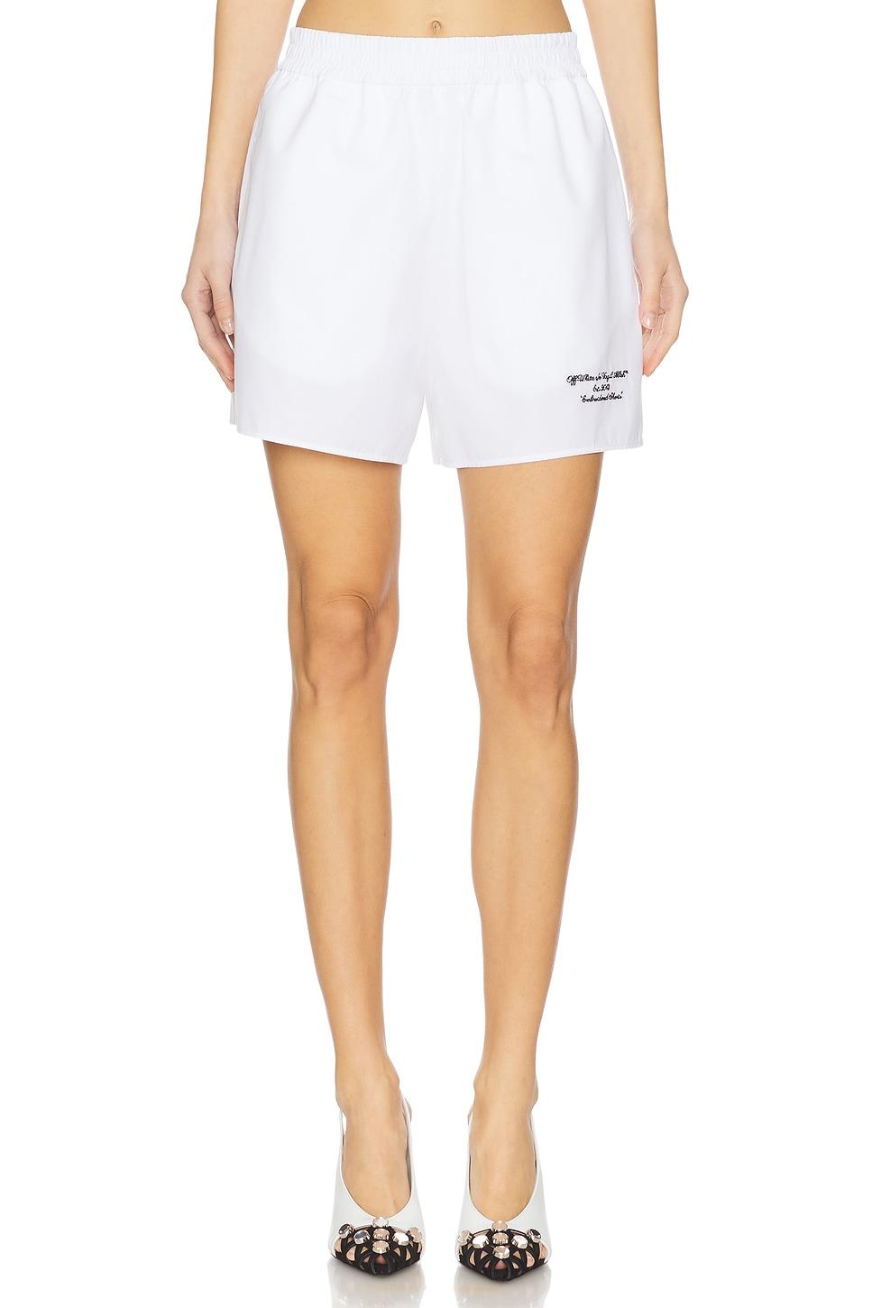 embroidered poplin elastic waist shorts
